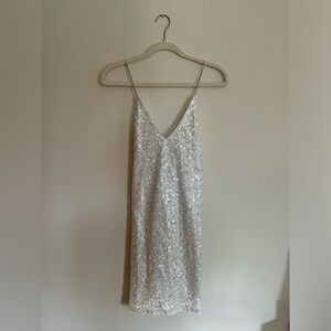 White sequin mini dress